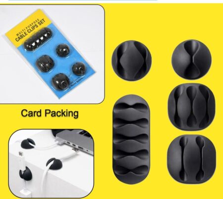 Wire Clips Cable Protector Clips Desktop Cord Organizer, Multipurpose Silicone Adhesive Cord Hooks for TV, Home, Office, Cubicle, Car, Desk SR_19614