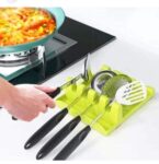 fastel Spoon Rests Silicone Spoon Spatula Holder Rack Heat Resistant Spatula Holder Spatula Pad 4 Holes Kitchen Cooking  1 PC SR_200175