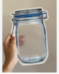 ar Zipper Bags,  Reusable Storage Bags Mason Bottle Shape Storage Bags Portable Mason Jar Stand-Up Leakproof Food Saver Bags For Home Kitchen  PACK OF 5SR_200170