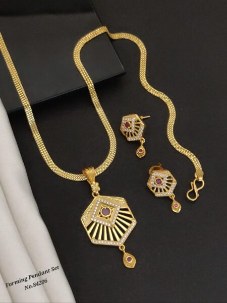 Beautifully Premium Quality 1 Gram Micro Gold Plated Pandant With Beautiful Earings And Chain Combo  Fully Granted  SR_200182