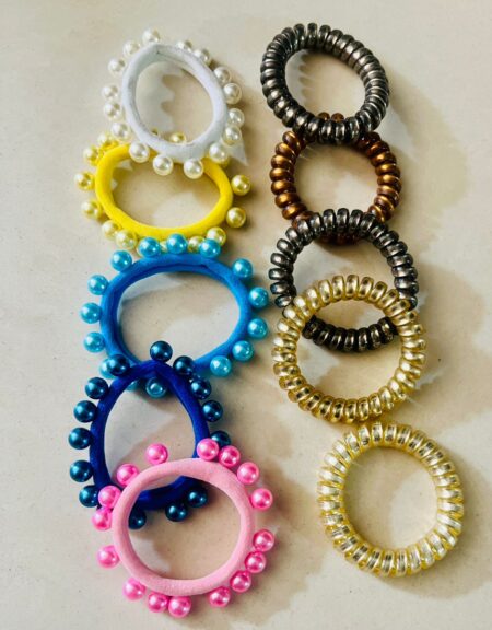 Spiral Hair Coils In Fashionable Designs -5 Colorful Traceless Phone Cord Tie Kit - 5moti rubber SR_200193