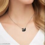Rose Gold Plated Stainless Steel Chain Swan Pendant Necklace for Women and Girls SR_200153
