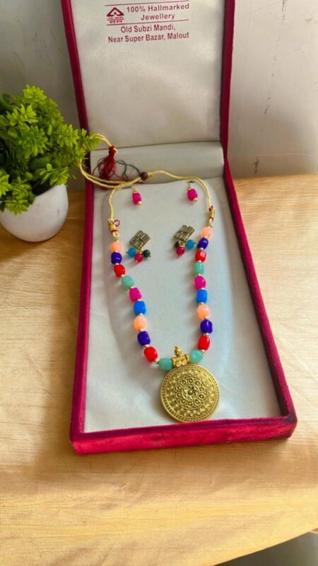 Gold-plated Multicolor, Gold Jewel Set  (Pack of 1) SR_2002184