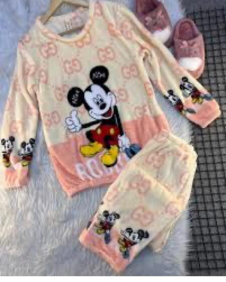 Cartoon Characters Printed Mickey & Minnie T-Shirt And Pyjamas Size L,M,XL SR_2002167