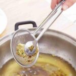 Stainless Steel Snack Fryer,Filter Spoon with Clip/Multi-Functional Oil Mesh Colander/Kitchen Serving Tongs,Standard,Silver  SR_2002
