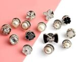 Fancy Woman Style Round Shank Pearl Metal Decorative Garment Accessories Button Pins for Clothes (Pack of 3) SR_1261