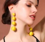 Elegant Fabric Ball Drop Earrings SR_1209