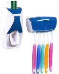 Automatic Toothpaste Dispenser with 5 Brush Holder – Wall Mounted, Dust-Proof Storage Stand for Bathroom (ABS Plastic) SR_1429