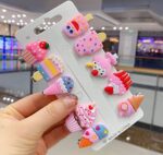 Cute Ice Cream & Dessert Theme Hair Clips for Girls (Pack of 10) SR_1484