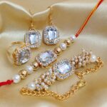 🌟 Beautifully Premium Quality Rakhi Combo Pack – Bhaiya Rakhi, Bhabhi Bracelet, Earrings & Ring 💍 SR_1520