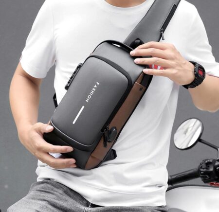 Waterproof Polyester Slim Unisex Crossbody Sling Bag Chest Backpack Men's Shoulder Bag, Leisure Travel Handbag, Hard Shell Anti-Theft Chest Bag SR_1424