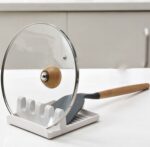 🍳 Multipurpose Lid & Spoon Rest Holder | Kitchen Countertop Organizer Stand only white SR_5487
