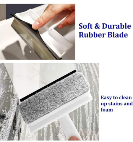 SNOFER Glass Cleaning Tools 2 in 1 Glass Wiper Cleaning Brush Mirror Grout Tile Cleaner Washing Pot Brush Double-Sided Glass Wipe Bathroom Wiper Window Glass Wiper SR_605