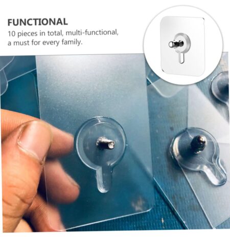 Stainless Steel, ABS, PVC and Glue Nail Free Adhesive No Drilling Transparent Sticky Screw Wall Hook Sticker with Hooks ( pack of 5 ) SR_25468