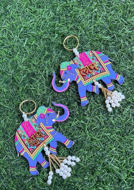 High Quality Handcrafted Hand Painted Elephant Design Shubh Labh Wall Hangings for Diwali Festival Grah Pravesh Home Decoration  (1 pair)SR_2001