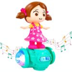 🧒🎵 Rechargeable Dancing Girl Toy with Music & Lights – 360° Spinning Fun for Kids 🎉✨ SR_1472