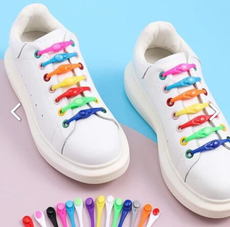 Silicone No-Tie Stretchable Shoe Laces – White (12pcs) SR_118