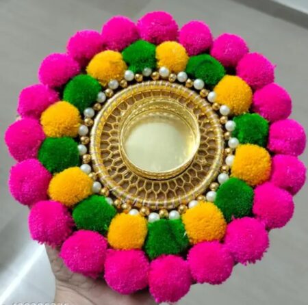 6 inch-Pom pom rangoli- set of 2 pieces SR_5241