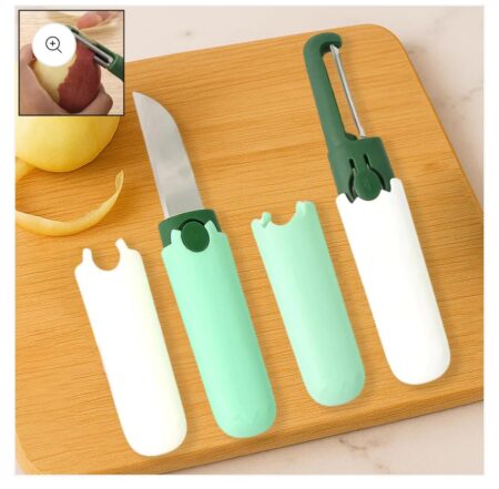 Blue Hamony Kitchen Knife Peeler for Fruit 2 in 1 Knife and Peeler for Kitchen Travel Knife with Case Stainless Steel (Pack of 1)SR_2001