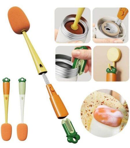 1 pc Bottle Brush Cleaner, Multifunctional Cleaning Brush 3 in 1 Replaceable Sponge Bottle Brush SR_541421