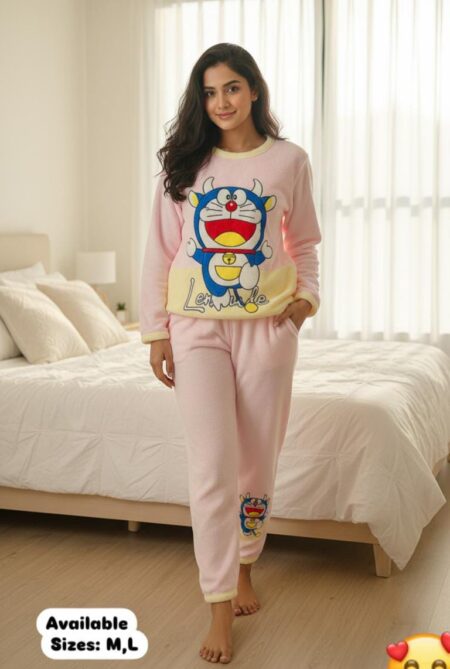 Printed Cartoon Print Winter Nightsuit, Fits Up To Size M,L SR_200