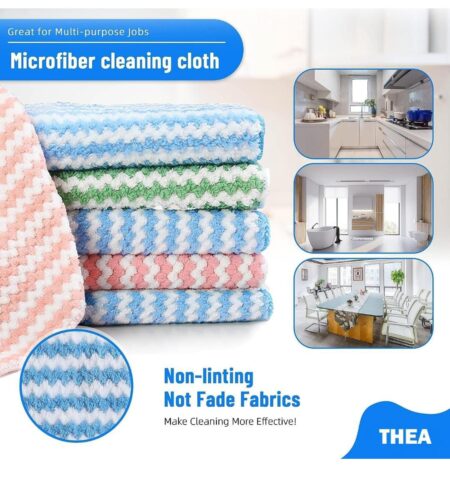 5 Pack Microfiber Cleaning Cloths - Ultra Absorbent Kitchen Towels for Counters & Dishes, Quick Dry & Reusable - Multicolor SR_5121