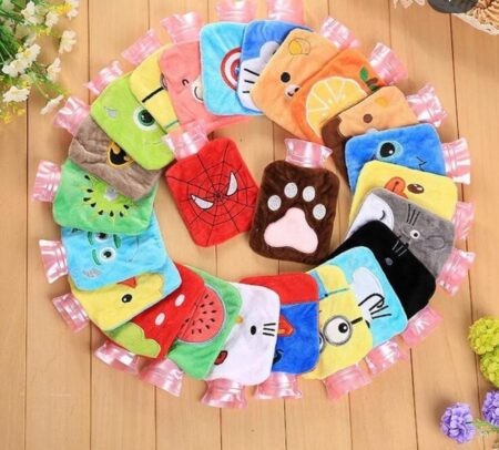 Small Mini Size Cute Cartoon Designs Cotton Hot and Cold Winter Water Bag Bottle for Heat Therapy Hand Warmer Students Pocket Hot Watering Pai(Pack of 1) Multicolor SR_541