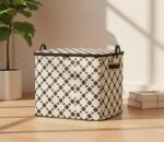 Premium Foldable 180L Storage Bag Organizer with Zipper & Handles – Large Capacity – Houndstooth Design – Clothes, Blankets & Quilt Storage Box
