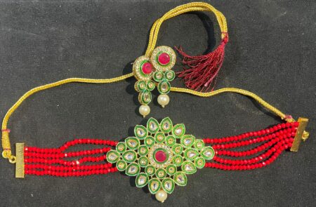 Kundan Choker: Indian Wedding Jewelry Set SR_542154