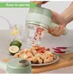 4 in 1 Electric Vegetable Cutter | Mini Food Chopper, Onion Garlic Slicer, Portable Rechargeable Kitchen Gadget, Multifunctional Food Chopper – Multicolor SR_652