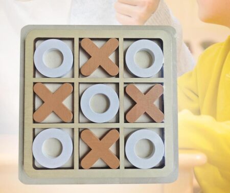 Tic TAC Toe Board Game for Adults and Family Night Activity Educational Toys Coffee White SR_54215