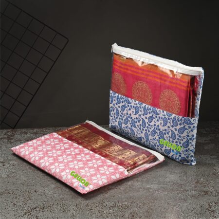 12 pc  Non-Woven Single Saree Cover, Saree Bags, Transparent Saree Cover With Zip For Storage, Dust & Waterproof, Wardrobe Saree Packing Cover SR_46854