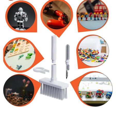 Cleaning Soft Brush Keyboard Cleaner 5-in-1 Multi-Function Computer Cleaning Tools Kit Corner Gap Duster Keycap Puller for Bluetooth Earphones Lego Laptop AirPods Pro Camera Lens (White) SR_58754
