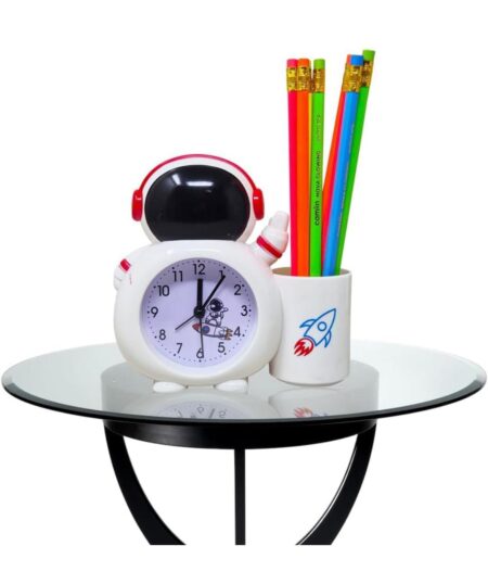 Twin Bell Alarm Clock with Pen Holder - Robot Shaped Alarm Watch, Table Top Alarm Clock for Bedroom Heavy Sleepers Kids and Students for Kids