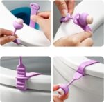 2 PCS Toilet Lid Lifter Handle – Hands-Free Seat Opener for Bathroom Hygiene – Reusable Silicone Toilet Seat Lifter for Home