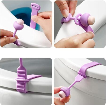 2 PCS Toilet Lid Lifter Handle – Hands-Free Seat Opener for Bathroom Hygiene – Reusable Silicone Toilet Seat Lifter for Home
