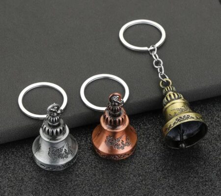 Combo of 3 Guardian Bell Keychains | Protective Lucky Charms in Silver, Gold & Bronze | Zinc Alloy Bells for Motorcyclists, Travel & Everyday Carry SR_5451