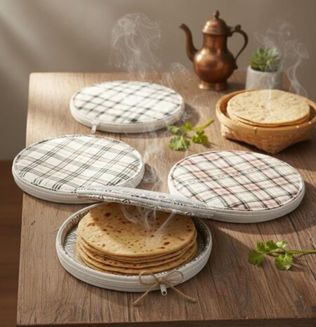 Pack of 3 Insulated Roti Cover With Zip  Chapati Cloth For Hot Case Casserole Kitchen Use 8 x 8 Inches Reusable Round Roti Rumals SR_8754