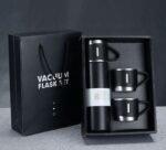 New Double Stainless Steel Water Bottle, Vacuum Flask Tea Mug Set 500 ml Flask (Pack of 3, Black, Steel) SR_8465