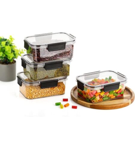 250 ML Smart Lock Food Storage Containers, Premium Glass with Airtight Lids, Set of 3