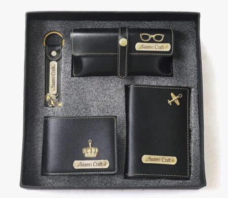 4-in-1 Gift Combo | Customized Leather Wallet with Passport Cover & Keychain SR_581