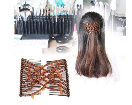 Pearls Combs For Girl, Magic Beading Hair Comb-Double Clips Hair Styling Accessories For Women Girls Hair Beauty (Coffee) SR_8754