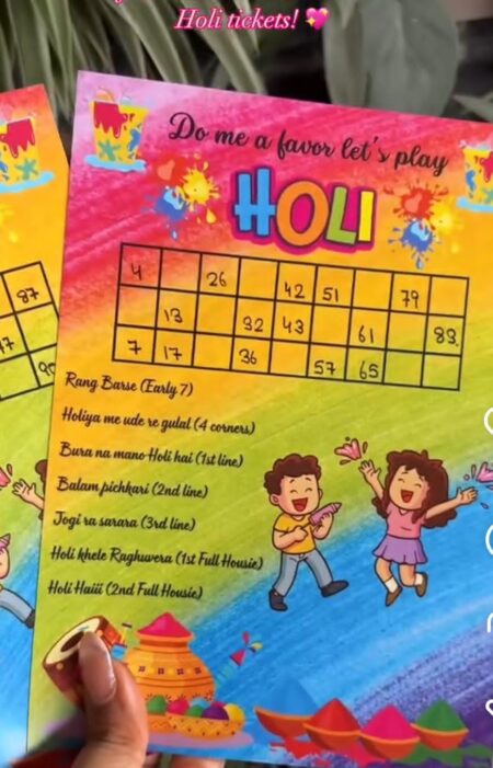 Holi Theme Tambola Housie Tickets for Bingo Game Party Celebration (TamHoli_02) (Set of 20 Cards) SR_7851