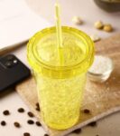 elly Sipper Bottle with Straw Sipper Glass Tumbler Water Bottle Gel Feezer Sipper Cold Drink Mug Bottle Gift for Kids (Pack of 1) SR_875