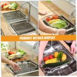 Stainless Steel Sink Colander – Over-The-Sink Strainer Basket for Rinsing Fruits, Vegetables, Pasta & More | Fine Mesh, Rustproof, Adjustable Kitchen Drainer SR_5784