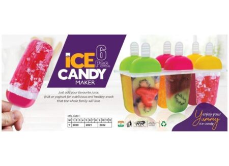 Candy Maker Tray Plastic Reusable Popsicle Molds Ice Pop Makers Ice Pop Molds Kulfi Maker Mould, Plastic Candy Maker Kids Ice Cream Tray Holder - Multicolor (Candy) Pack of 6 SR_857