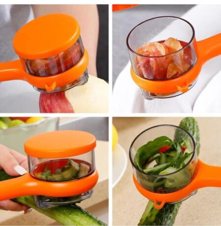 2-in-1 Kitchen Vegetable and Fruit Peeler, Stainless Steel Blade, Julienne & Serrated Blades, Double-Edged Swivel Design for Bidirectional Peeling with Storage Box(Multicolour)(Pack of 1) SR_5784