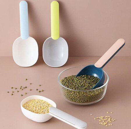 Serving Spoons, Long Handle Measuring Spoon with Clip Scoop Rice Digging Flour Digging Rice Baking SR_895