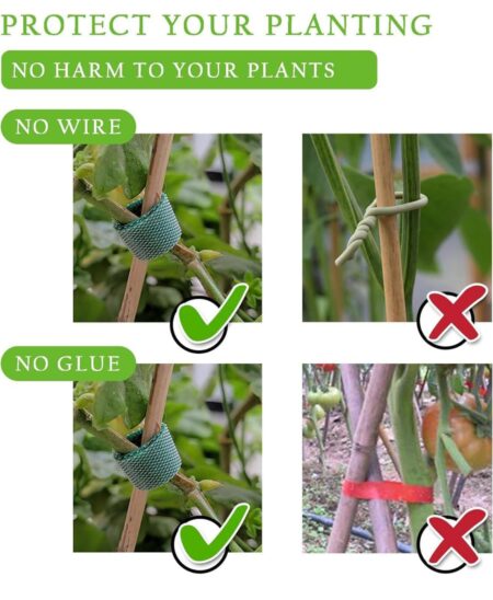 Green Garden Ties | Plant Ties for Climbing Plants 1/2‘’in (100cm/Roll) | Plant Supports for Effective Growing Strong|Green-Recycled Plastic Garden Twine & Twist Ties for Tomato Stakes SR_98789