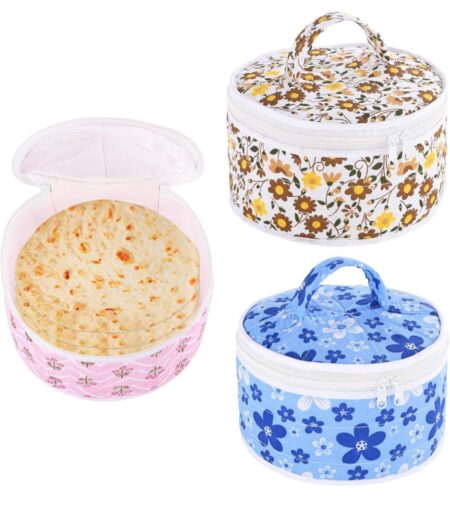 Roti Chapati Cotton Cover with Round Zip Opening ( Pack Of 2) SR_268899